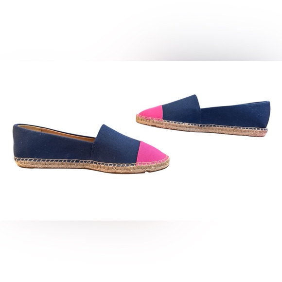 J. Crew NWOT Navy Blue and Pink Espadrille Flats Women’s Size 10 - Picture 5 of 8